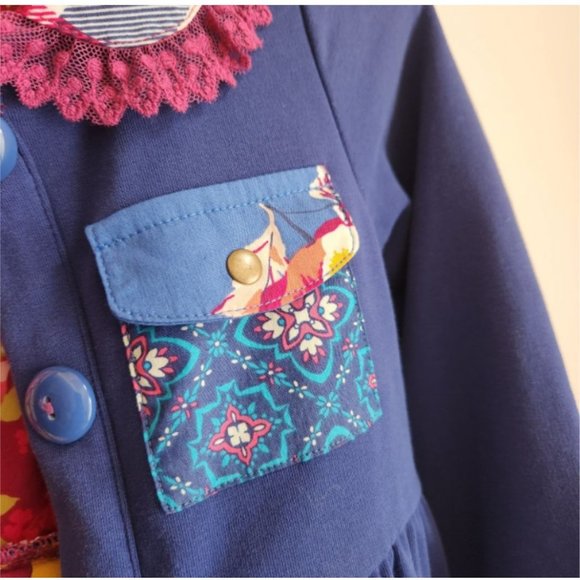 Wildflowers boutique 4 jacket over coat layer lace trim navy gold yellow - Picture 4 of 12